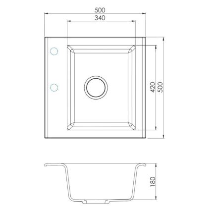 ALVEUS SETA23193 - Lavello da cucina ATROX 50x50 cm + rubinetto MINTAS 34 cm con braccio flessibile granito/mat negro