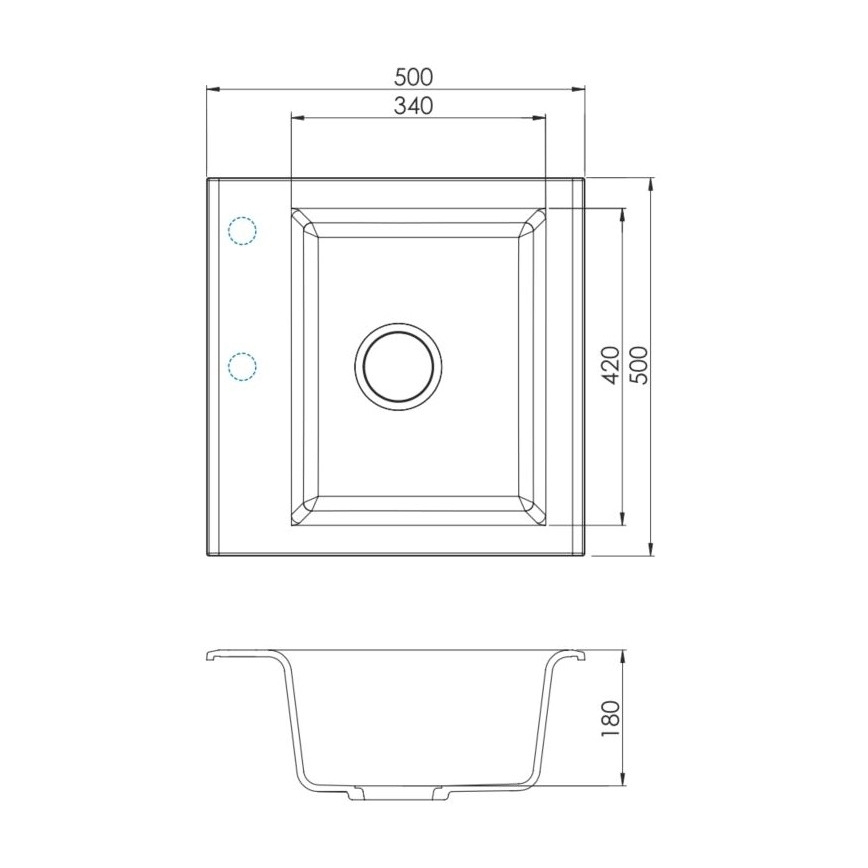 ALVEUS SETA23193 - Lavello da cucina ATROX 50x50 cm + rubinetto MINTAS 34 cm con braccio flessibile granito/mat negro