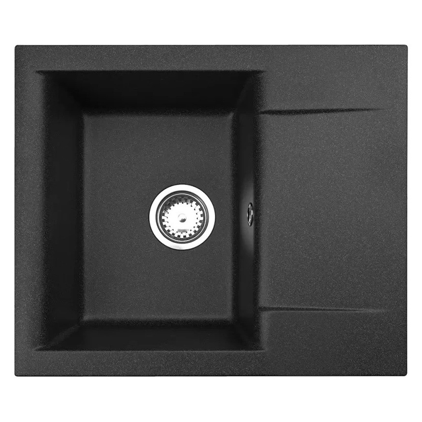 ALVEUS SETA23197 - Lavello da cucina CADIT 59x50 cm + rubinetto da cucina con braccio flessibile MINTAS 34 cm granito/nero opaco