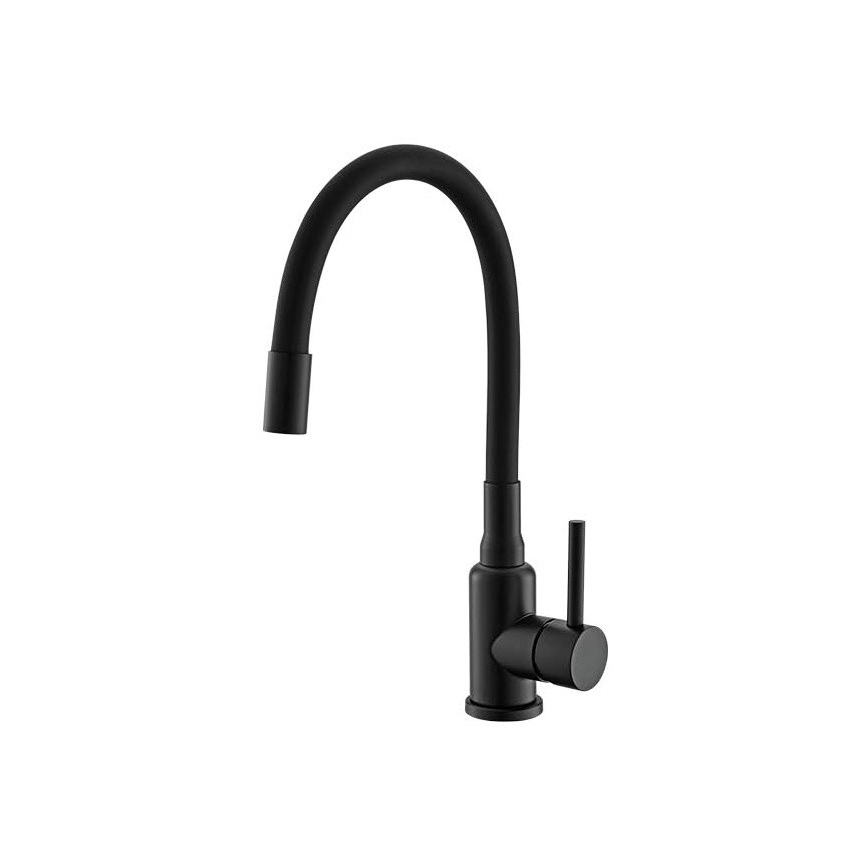 ALVEUS SETA23197 - Lavello da cucina CADIT 59x50 cm + rubinetto da cucina con braccio flessibile MINTAS 34 cm granito/nero opaco