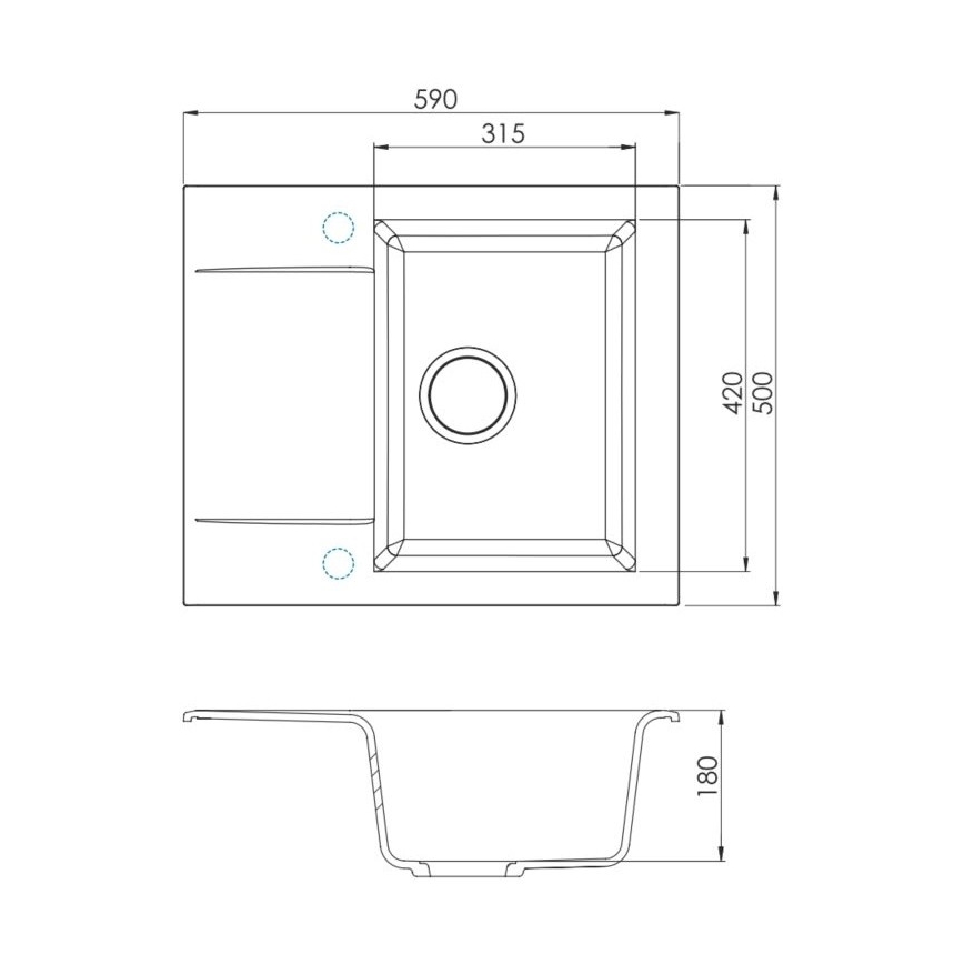 ALVEUS SETA23197 - Lavello da cucina CADIT 59x50 cm + rubinetto da cucina con braccio flessibile MINTAS 34 cm granito/nero opaco