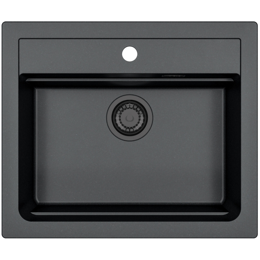 ALVEUS SETA23228 - Lavello da cucina ATROX 59x50 cm + rubinetto da cucina con braccio flessibile MINTAS 34 cm granito/nero opaco
