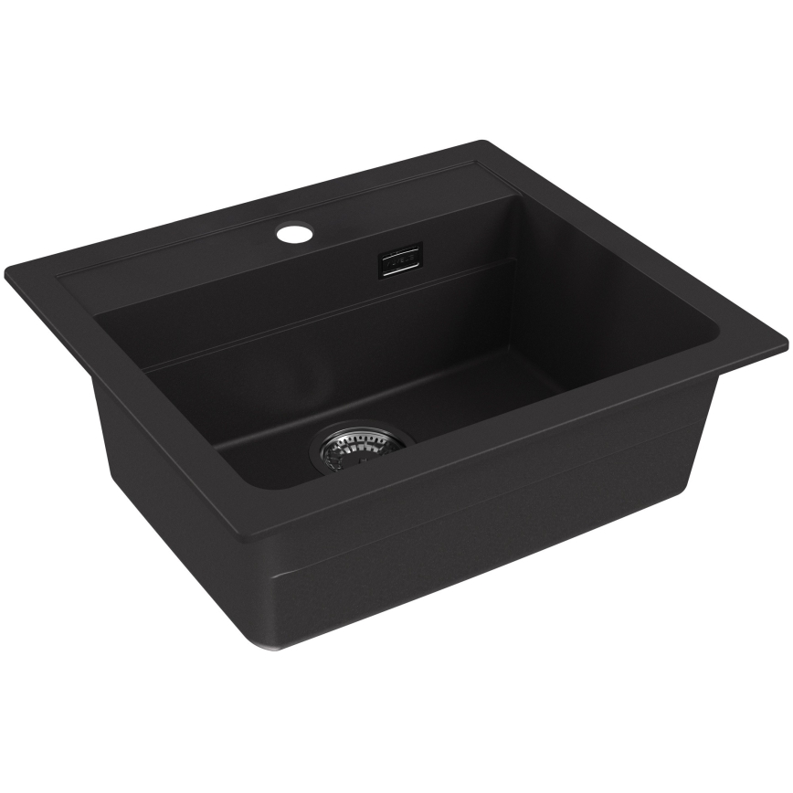 ALVEUS SETA23228 - Lavello da cucina ATROX 59x50 cm + rubinetto da cucina con braccio flessibile MINTAS 34 cm granito/nero opaco