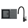 ALVEUS SETA23231 - Lavello da cucina CADIT 79x50 cm + miscelatore con collo flessibile MINTAS 34 cm, granito/nero opaco