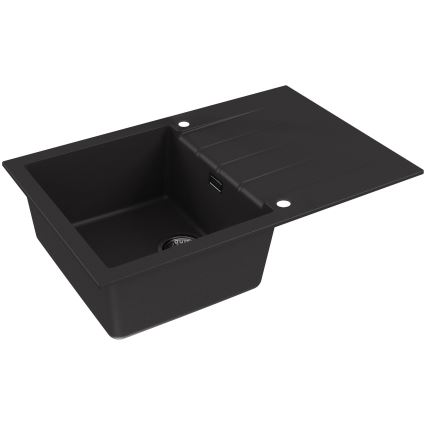 ALVEUS SETA23231 - Lavello da cucina CADIT 79x50 cm + miscelatore MINTAS con beccuccio flessibile 34 cm granito/matt nero