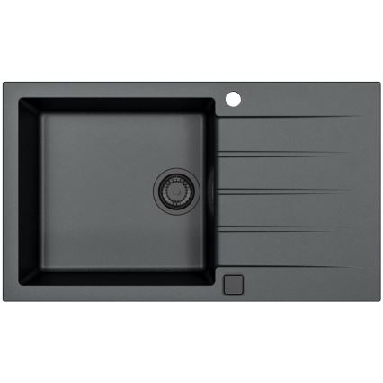 ALVEUS SETA23232 - Lavello da cucina CADIT 86x50 cm + rubinetto con braccio flessibile MINTAS 34 cm granito/nero opaco