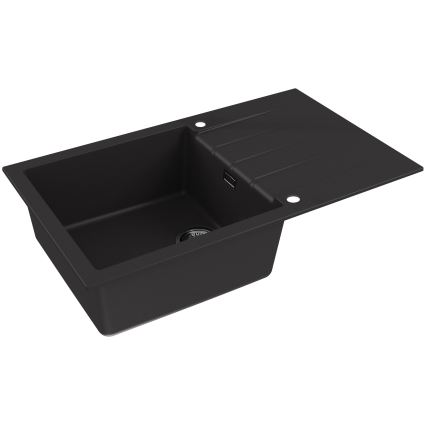 ALVEUS SETA23232 - Lavello da cucina CADIT 86x50 cm + rubinetto con braccio flessibile MINTAS 34 cm granito/nero opaco