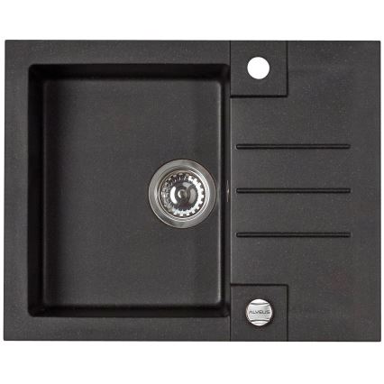ALVEUS SETA23236 - Lavello da cucina ROCK 59,5x47,5 cm + miscelatore per lavello con collo flessibile MINTAS 34 cm granito/nero opaco