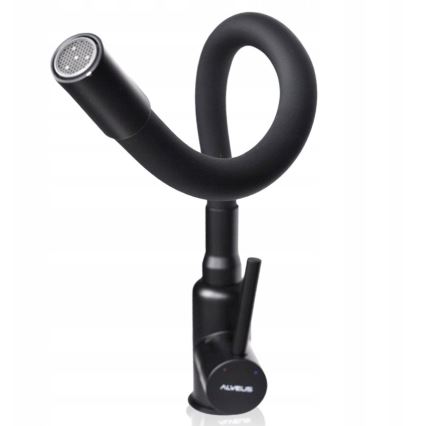 ALVEUS SETA23236 - Lavello da cucina ROCK 59,5x47,5 cm + miscelatore per lavello con collo flessibile MINTAS 34 cm granito/nero opaco