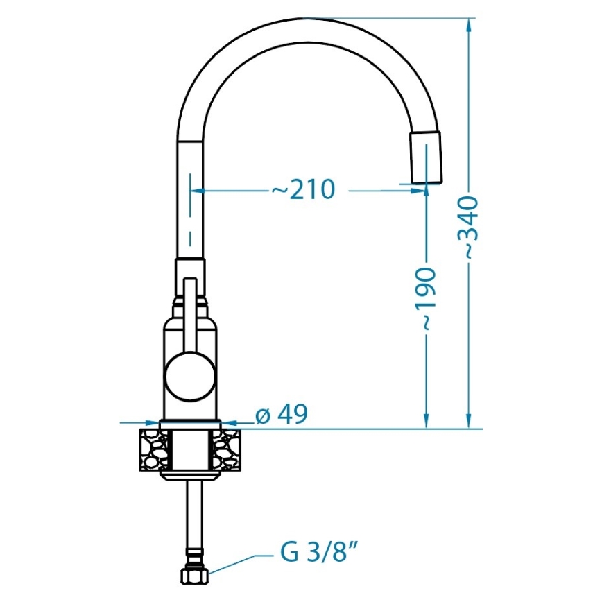 ALVEUS SETA23236 - Lavello da cucina ROCK 59,5x47,5 cm + miscelatore per lavello con collo flessibile MINTAS 34 cm granito/nero opaco