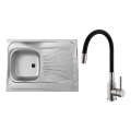 ALVEUS SETA24019 - Lavello da cucina CLASSIC 80 x 60 cm + miscelatore per lavello con bocca flessibile MINTAS 34 cm acciaio spazzolato/nero