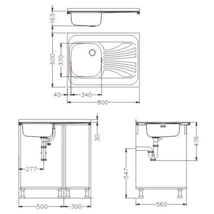 ALVEUS SETA24019 - Lavello da cucina CLASSIC 80x60 cm + miscelatore per lavello con erogatore flessibile MINTAS 34 cm acciaio inossidabile/nero