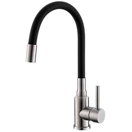 ALVEUS SETA24019 - Lavello da cucina CLASSIC 80x60 cm + rubinetto MINTAS 34 cm con braccio flessibile acciaio/nero
