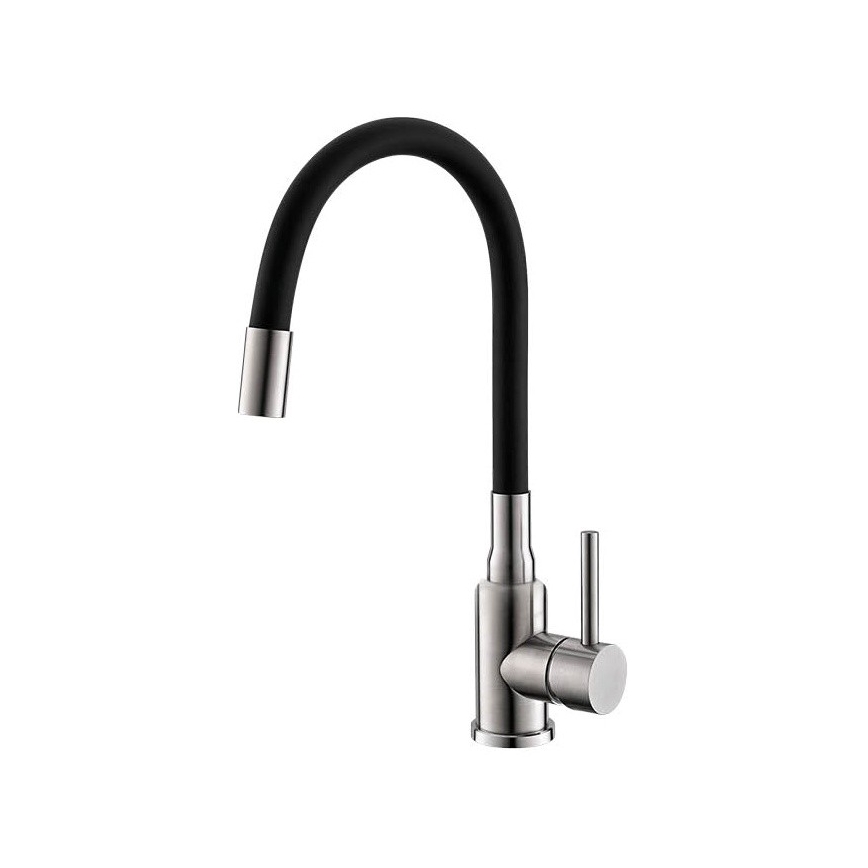 ALVEUS SETA24019 - Lavello da cucina CLASSIC 80x60 cm + rubinetto MINTAS 34 cm con braccio flessibile acciaio/nero