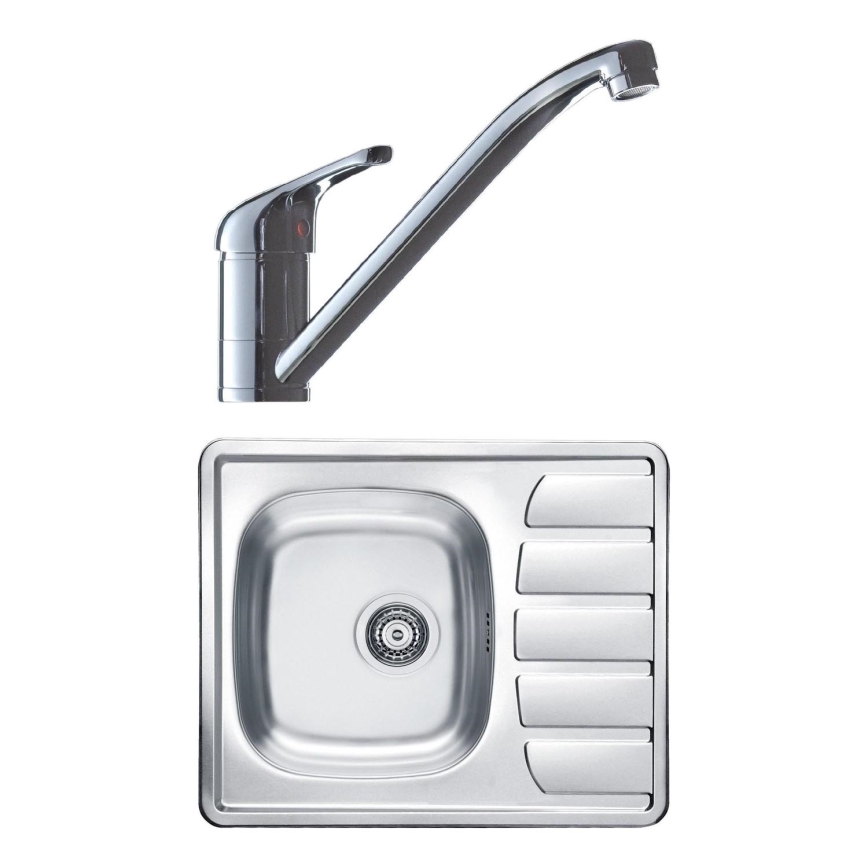 ALVEUS SETA265 - Lavello da cucina ZOOM 61,5x50 cm + miscelatore per lavello RIVIERA 14,8 cm cromo satinato/lucido