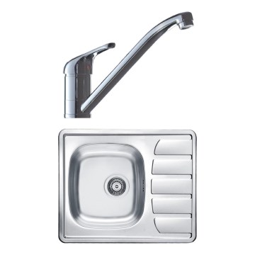 ALVEUS SETA265 - Lavello da cucina ZOOM 61,5x50 cm + rubinetto RIVIERA 14,8 cm satin/lucido cromo