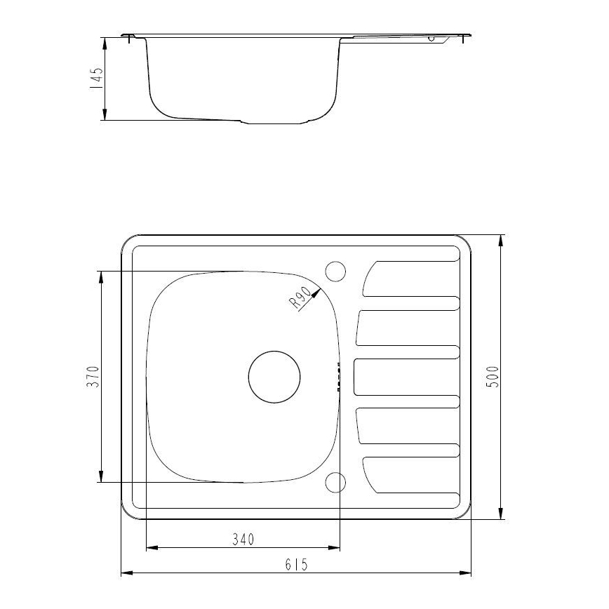 ALVEUS SETA265 - Lavello da cucina ZOOM 61,5x50 cm + miscelatore per lavello RIVIERA 14,8 cm cromo satinato/lucido