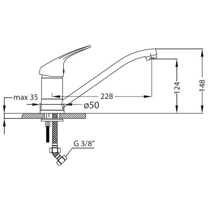 ALVEUS SETA265 - Lavello da cucina ZOOM 61,5x50 cm + miscelatore per lavello RIVIERA 14,8 cm cromo satinato/lucido