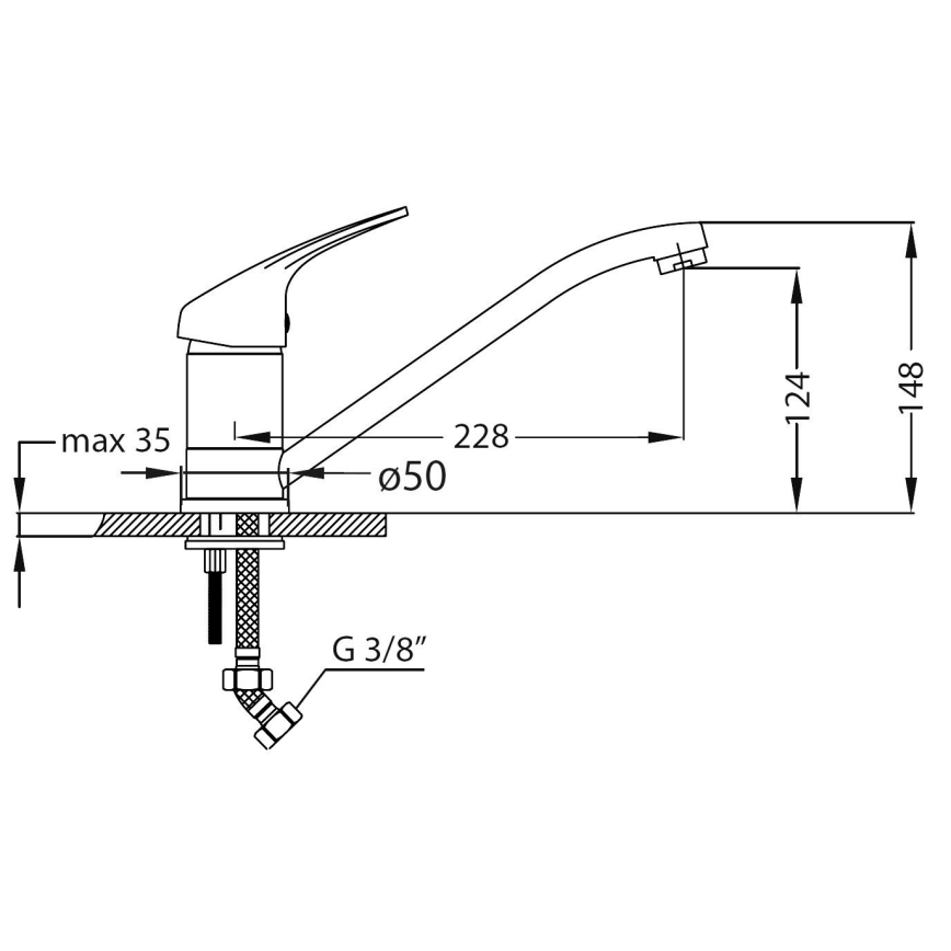 ALVEUS SETA265 - Lavello da cucina ZOOM 61,5x50 cm + miscelatore per lavello RIVIERA 14,8 cm cromo satinato/lucido