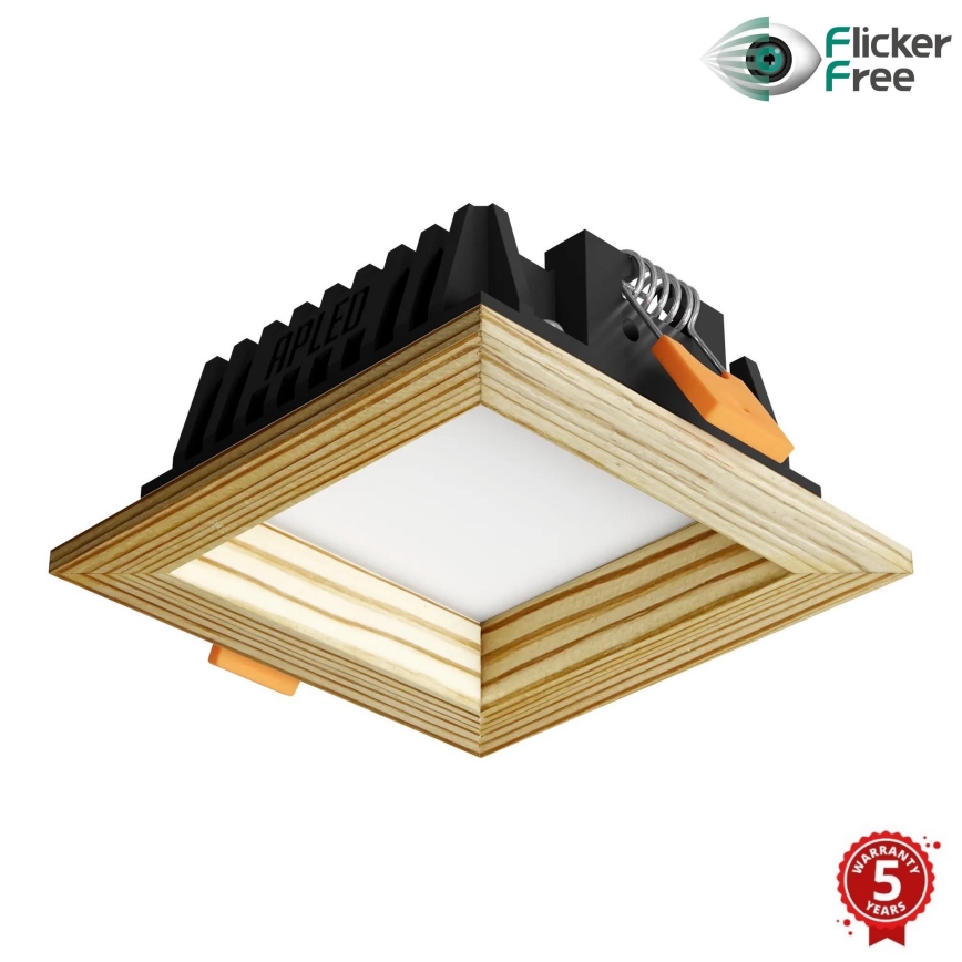 APLED - Lampada LED da incasso SQUARE WOODLINE LED/6W/230V 3000K 12x12 cm pino legno solido