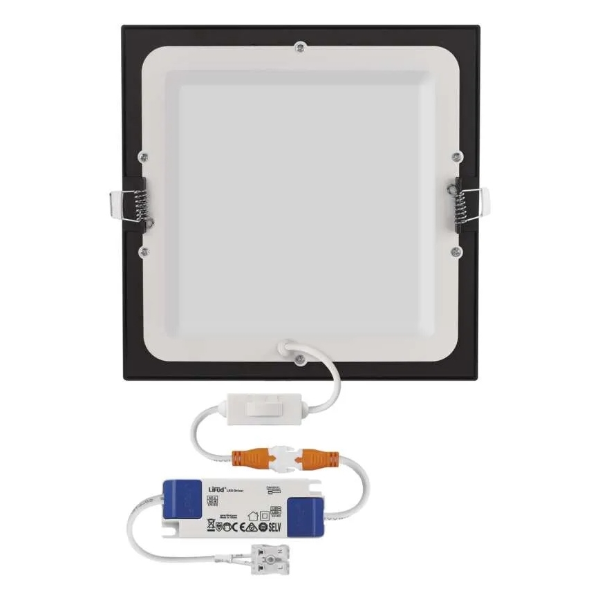 Apparecchio LED da incasso per controsoffitto NEXXO LED/18W/230V 3000/3500/4000K nero 22,5 x 22,5 cm