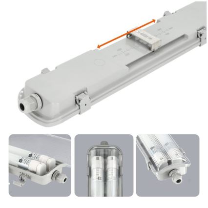 Apparecchio tecnico LED per tubi fluorescenti T8 2xG13/18W/230V 6500K IP65 127 cm