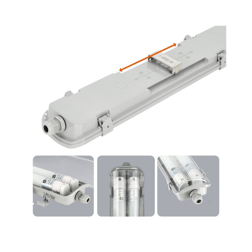 Apparecchio tecnico LED per tubi fluorescenti T8 2xG13/18W/230V 6500K IP65 127 cm