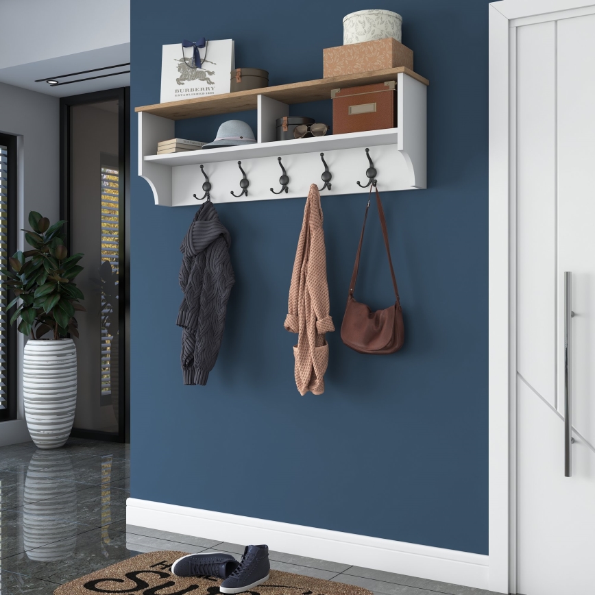 Appendiabiti a parete RANI 120x37x22 cm bianco/beige