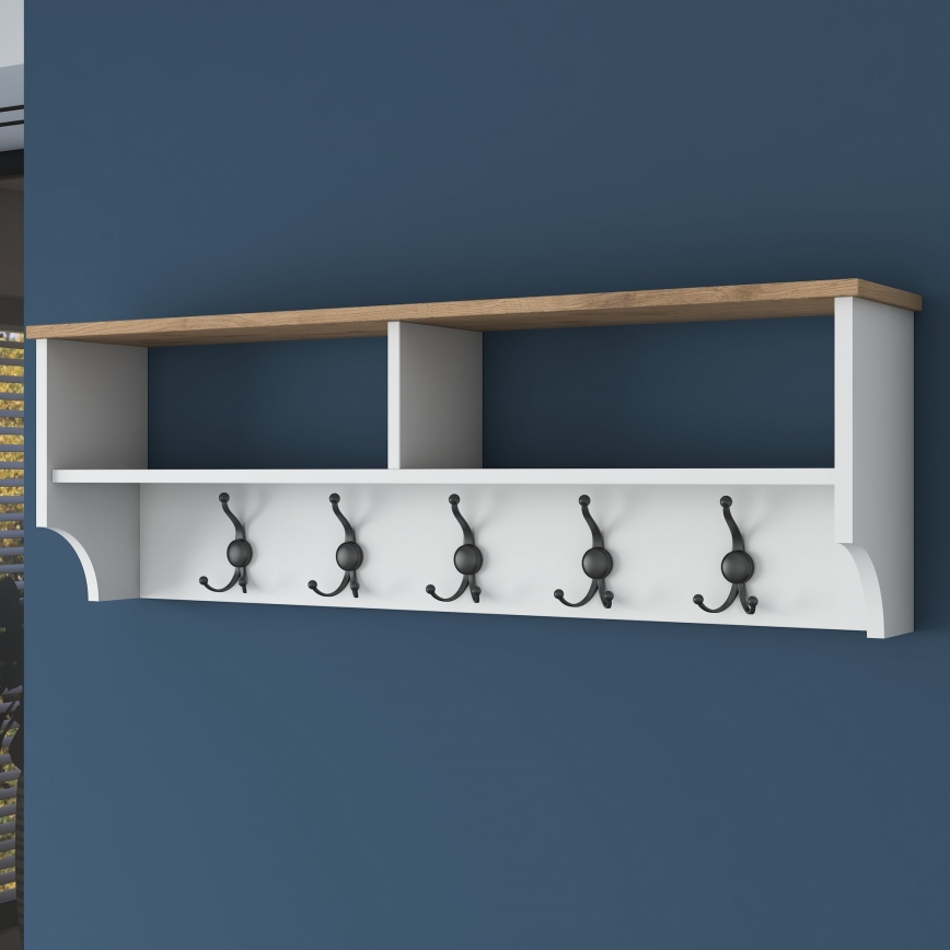 Appendiabiti a parete RANI 120x37x22 cm bianco/beige