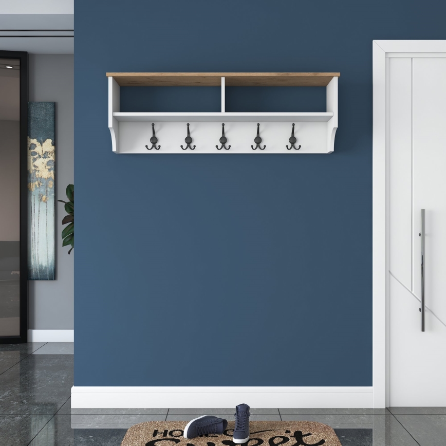 Appendiabiti a parete RANI 120x37x22 cm bianco/beige