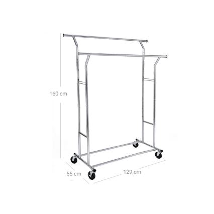 Appendiabiti a piantana mobile LINEA, argento