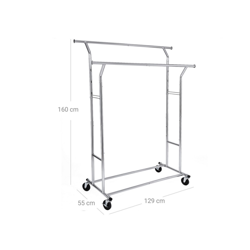 Appendiabiti a piantana mobile LINEA, argento