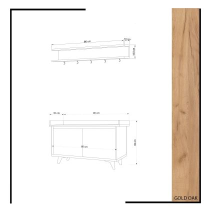 Appendiabiti ARASSO 18,8x80 cm + scarpiera 60x90 bianco/marrone