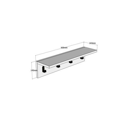 Appendiabiti da parete AYLA 14,5x60 cm bianco