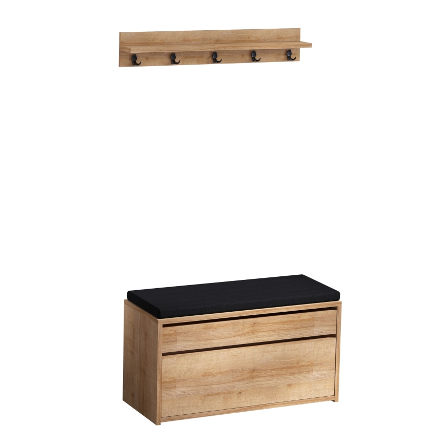 Appendiabiti da parete BOBY 15x80 cm + scarpiera 42x80 cm marrone/nero
