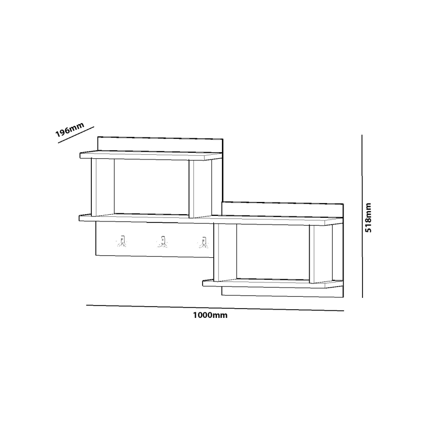 Appendiabiti da parete con ripiano NIZZA 51,8x100 cm bianco