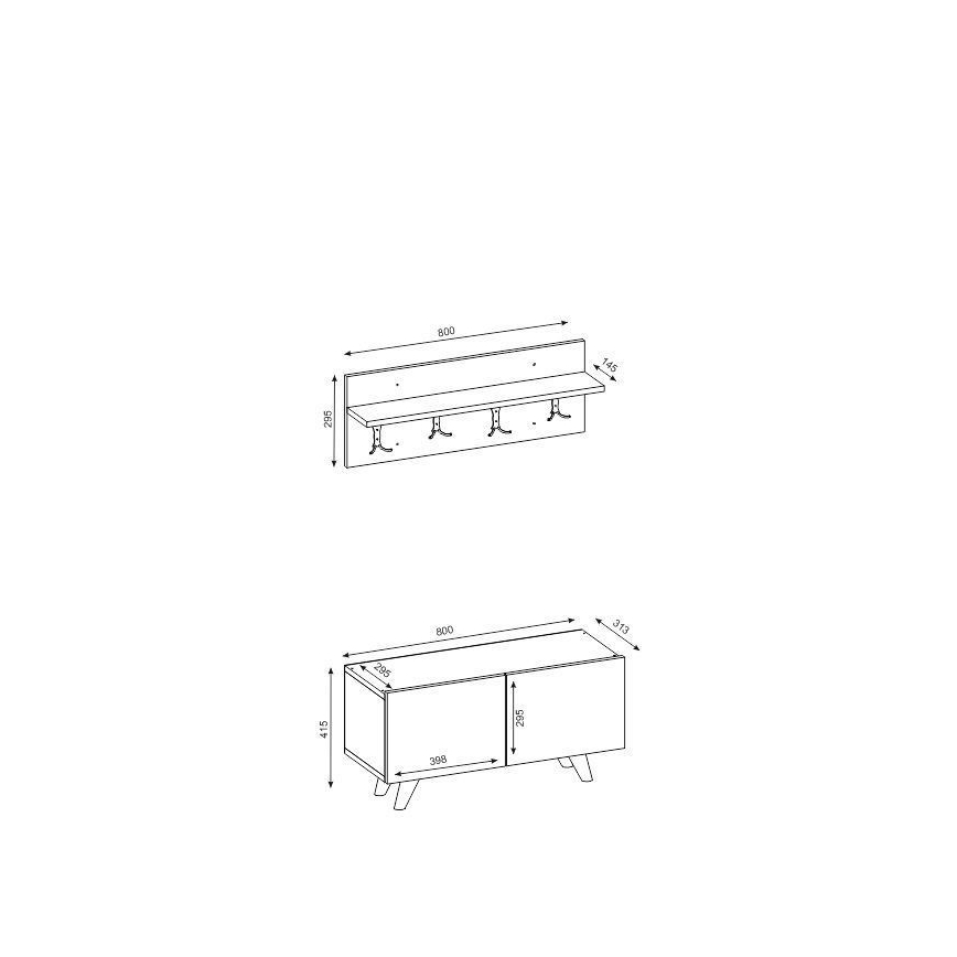 Appendiabiti da parete LORES 29,5x80 cm + scarpiera 41,5x80 cm marrone/bianco