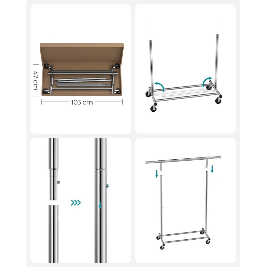 Appendiabiti mobile a piantana LINEA, argento