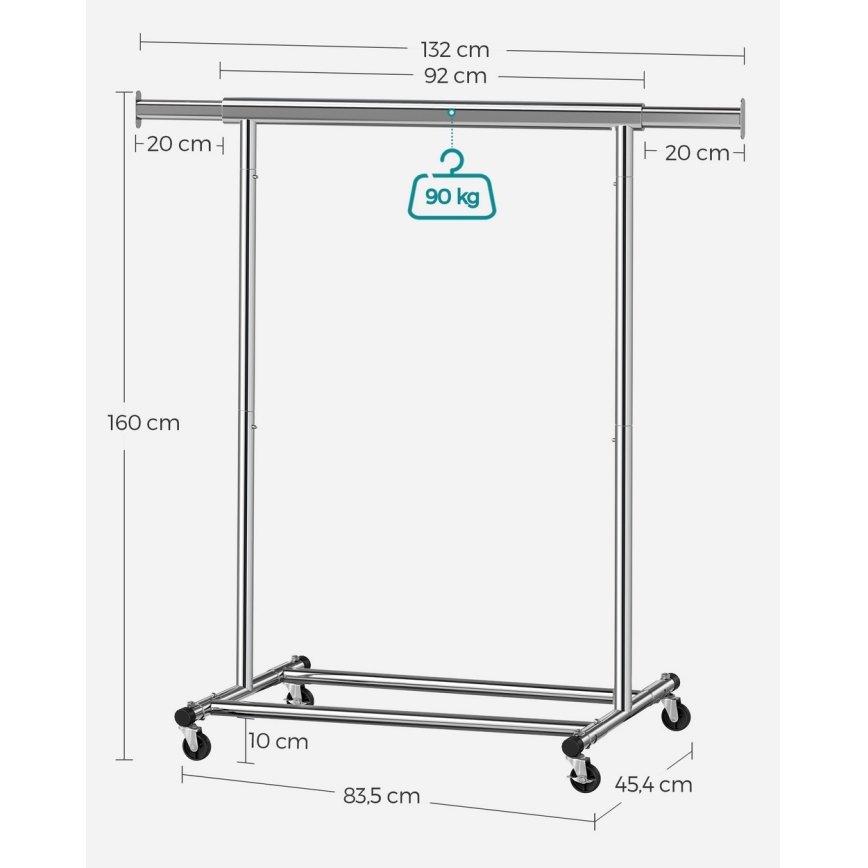 Appendiabiti mobile a piantana LINEA, argento