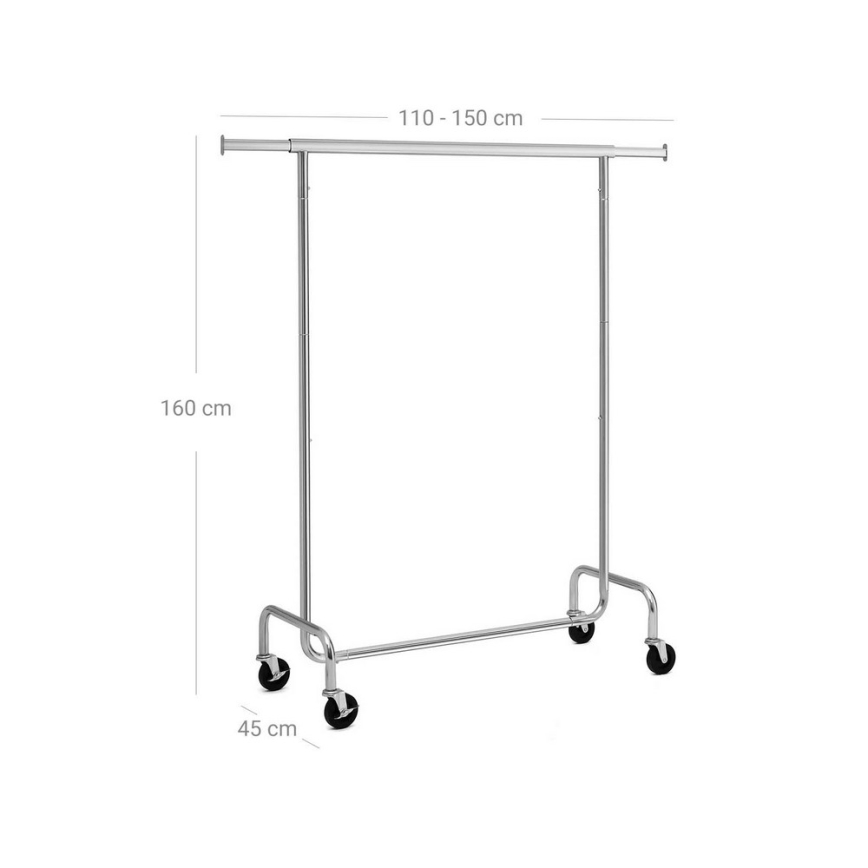 Appendiabiti mobile da terra JEAN 110/150x160x45 cm argento