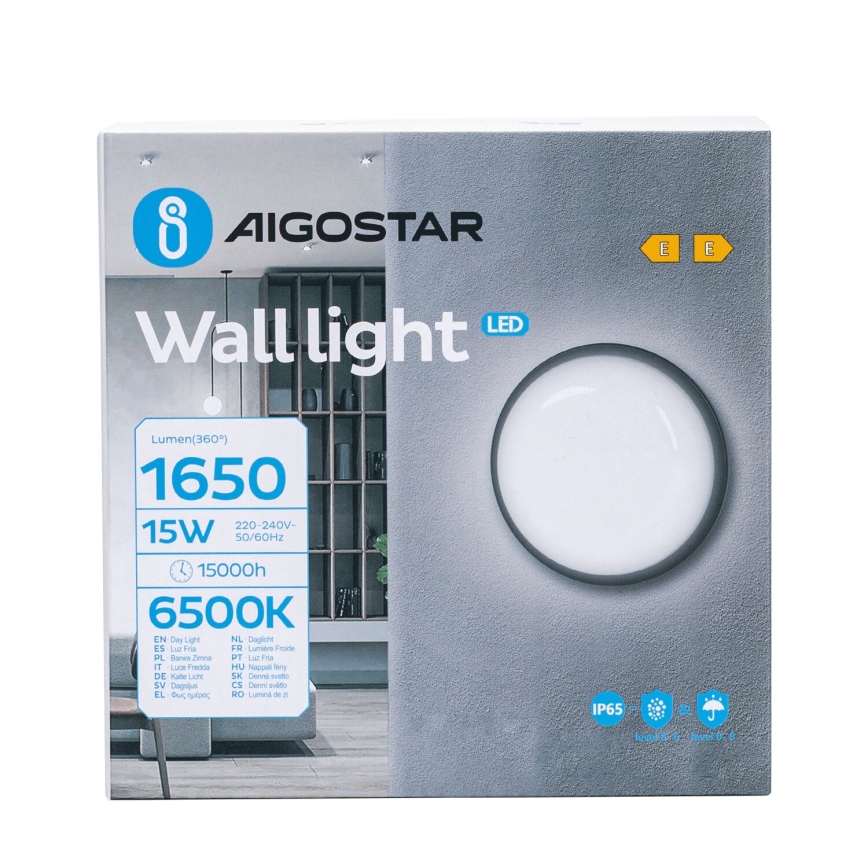 Applique a LED da esterno LED/15W/230V 6500K diametro 15,5 cm nero IP65