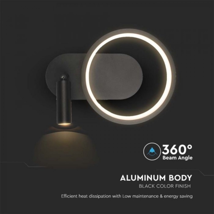 Applique a LED LED/14W/230V 4000K nero