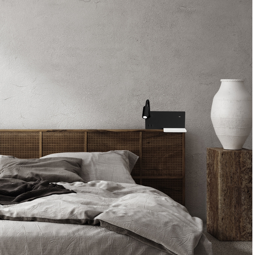 Applique a LED SHELF LED/4W+LED/5W+LED/2W/230V nero