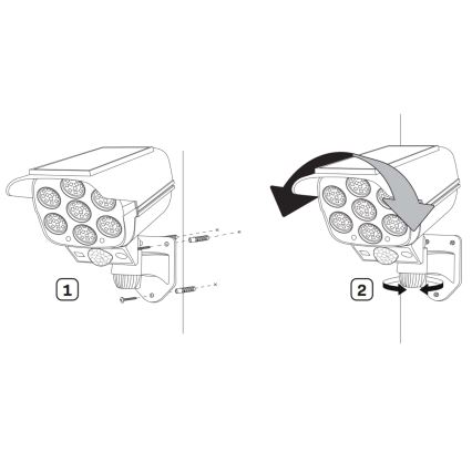 LED Telecamera di sicurezza fittizia solare con sensore KAMERA LED/1W/3,7V 1200 mAh IP44 + telecomando