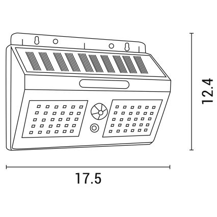 Applique a LED solare con sensore LED/1,2W/3,7V 6500K IP65