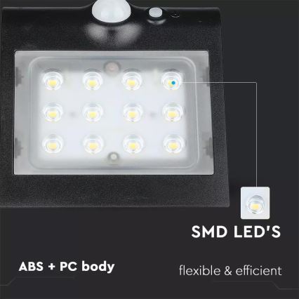 Applique a LED solare con sensore LED/1.5W/3,7V IP65 1200 mAh