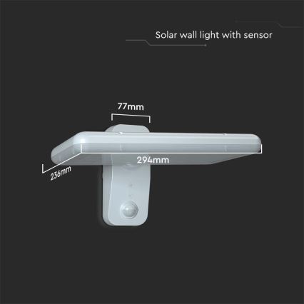 Applique a LED solare con sensore LED/15W/3,2V 4000K/6000K IP65 bianco