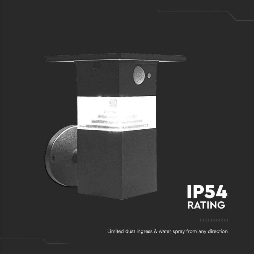 Applique a LED solare con sensore LED/2,5W/3,7V IP54 3000K