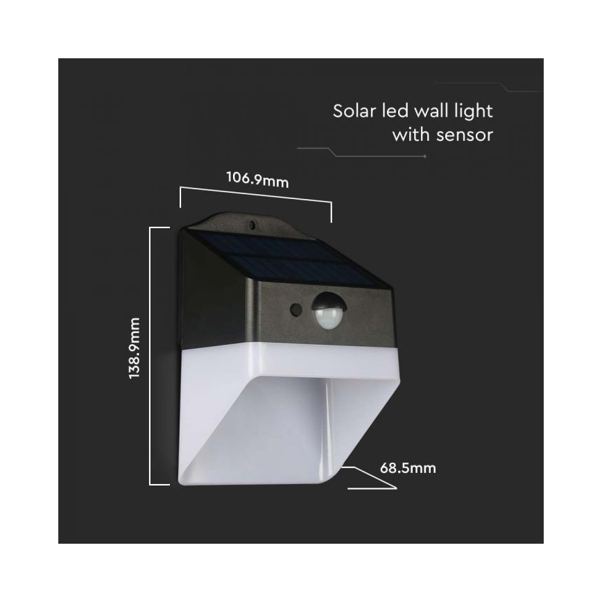 Applique a LED solare con sensore LED/2W/3,7V 4000K IP65 1200 mAh