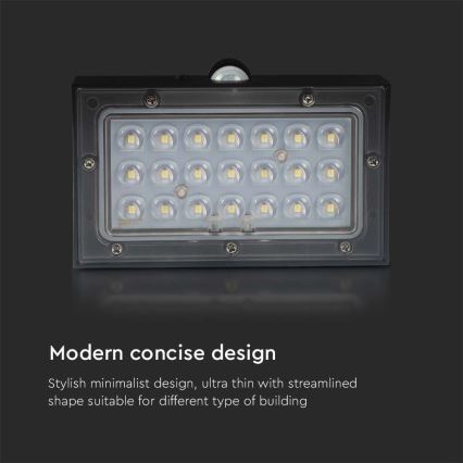 Applique a LED solare con sensore LED/3W/3,7V 3000K/4000K IP65 1200 mAh nero